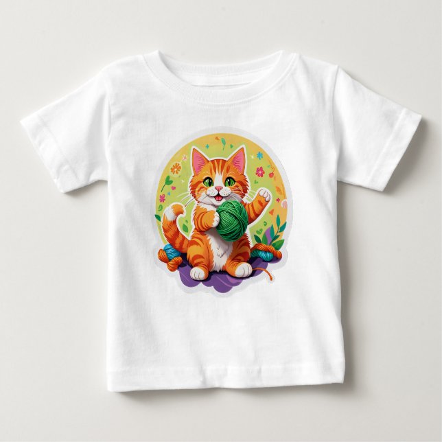 Camiseta Para Bebê Gato Cinto (Frente)