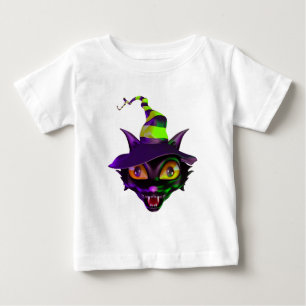 Camiseta Para Bebê Gato Colorido Louco