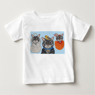 Camiseta Para Bebê Gato com anjo e demônio