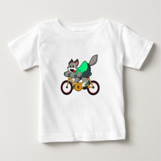 Camiseta Para Bebê Gato com Bicicleta (Frente)