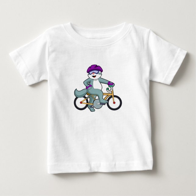 Camiseta Para Bebê Gato com Bicicleta (Frente)