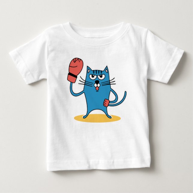 Camiseta Para Bebê Gato com luvas de boxe (Frente)