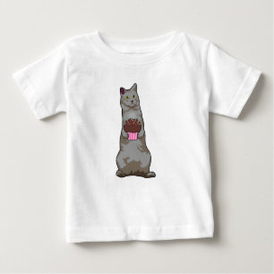 Camiseta Para Bebê Gato com Muffin