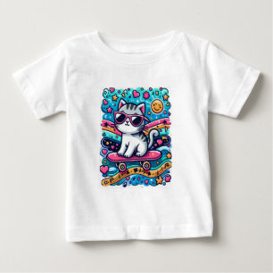 Camiseta Para Bebê Gato com Óculos