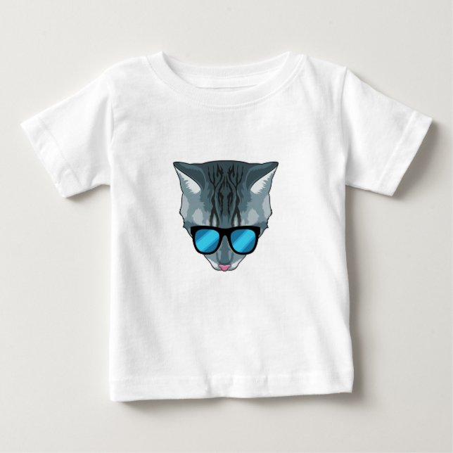 Camiseta Para Bebê Gato com óculos de sol (Frente)