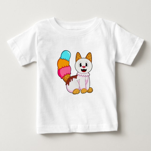 Camiseta Para Bebê Gato com picolé (Frente)