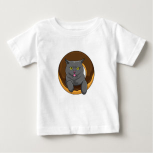 Camiseta Para Bebê Gato com Rosquinha