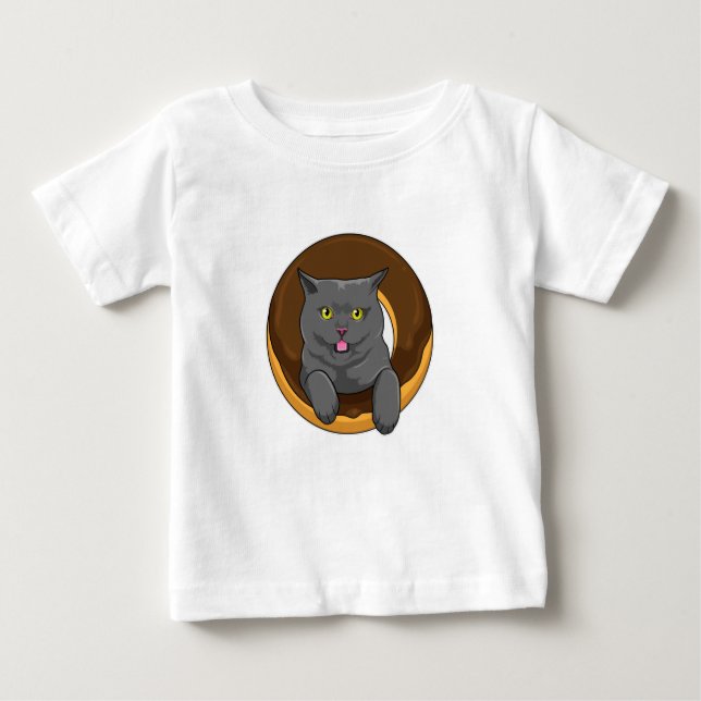 Camiseta Para Bebê Gato com Rosquinha (Frente)