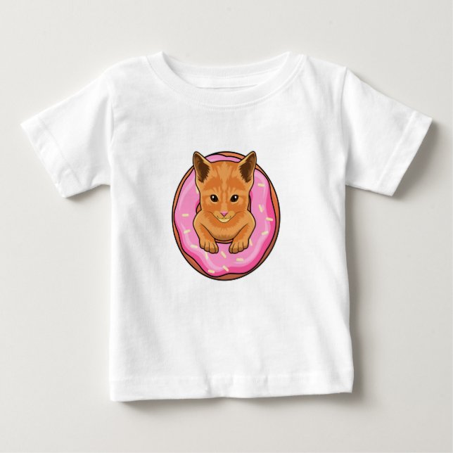 Camiseta Para Bebê Gato com Rosquinha (Frente)
