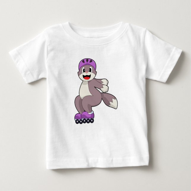 Camiseta Para Bebê Gato com skates (Frente)