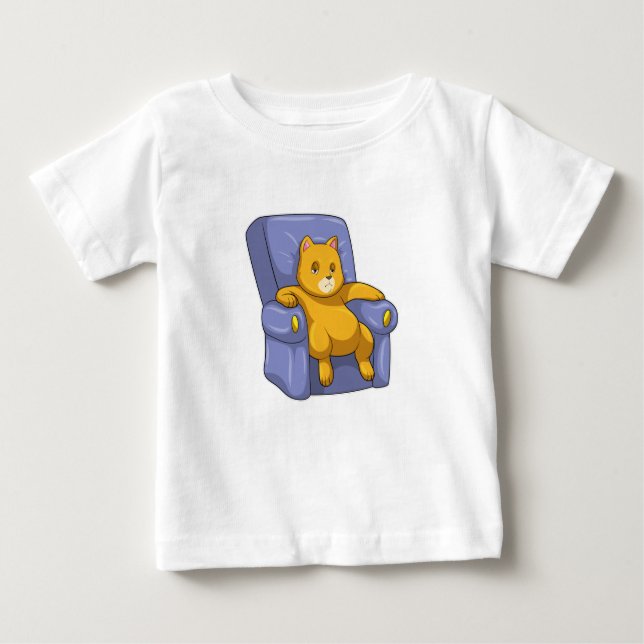 Camiseta Para Bebê Gato com Sofá (Frente)