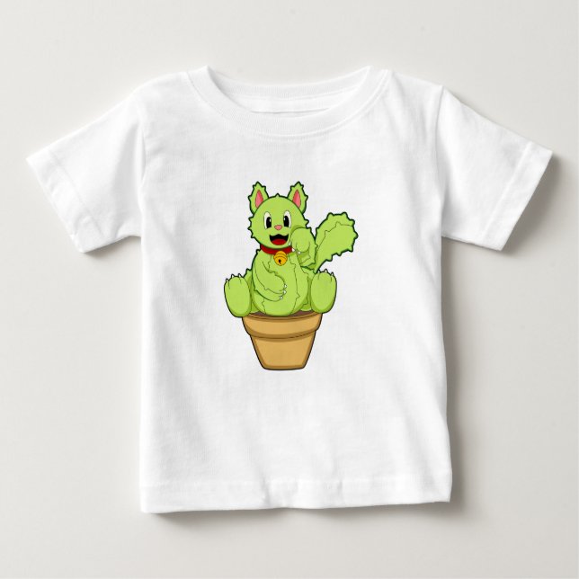 Camiseta Para Bebê Gato como Cactus (Frente)