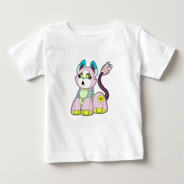 Camiseta Para Bebê Gato como Robô (Frente)
