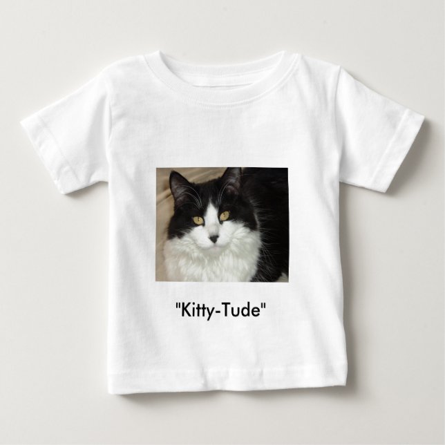Camiseta Para Bebê Gato de agradecimento com atitude (Frente)