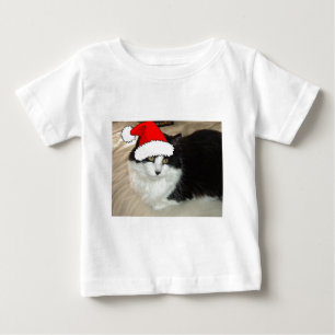 Camiseta Para Bebê Gato de Cabelo Negro e Branco