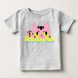 Camiseta Para Bebê Gato de Cartografia Rosa Rosa, de Birthday Kid Poc