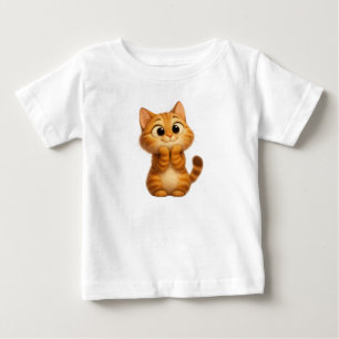 Camiseta Para Bebê Gato de Cartoon Gato Laranja, Gato de Tabby Laranj