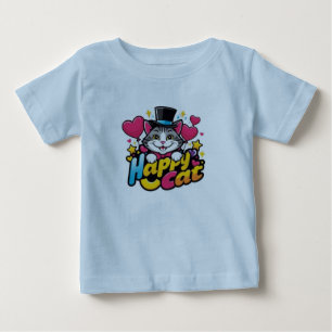 Camiseta Para Bebê gato de desenho animado.