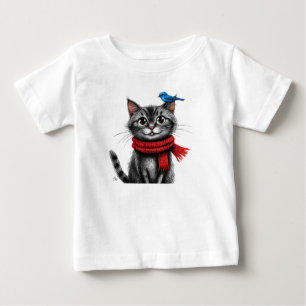 Camiseta Para Bebê Gato de desenho animado fofo