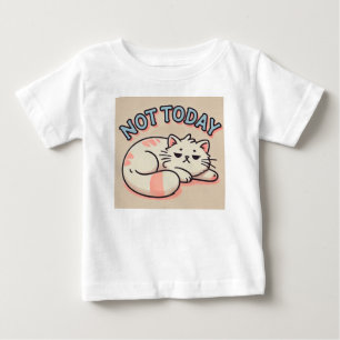 Camiseta Para Bebê Gato de Desenho Animado Preguiçoso 