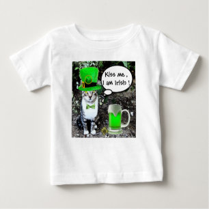 Camiseta Para Bebê GATO DE Dia de São Patrício COM CERVEJA VERDE IRLA