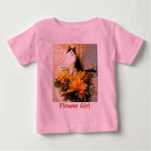 Camiseta Para Bebê Gato de Gatinho da Menina Flor