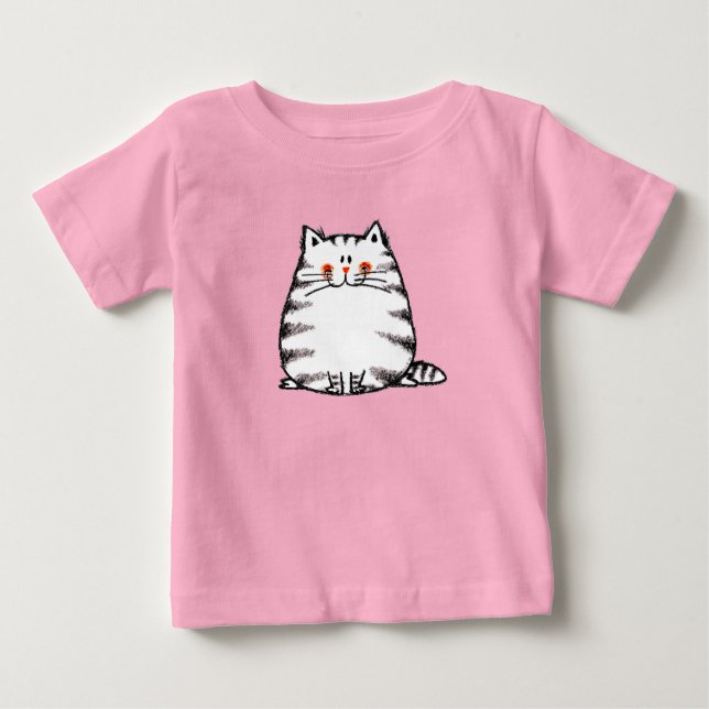 Camiseta Para Bebê Gato de Gato de Gato Bonito - gatinho Kawaii para  (Frente)