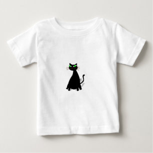 Camiseta Para Bebê Gato De Gordura Preto Com Olhos Verdes
