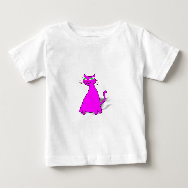 Camiseta Para Bebê Gato De Gordura Rosa (Frente)