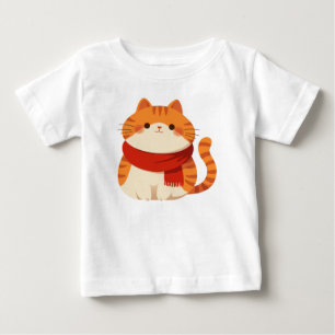 Camiseta Para Bebê Gato de inverno bonito
