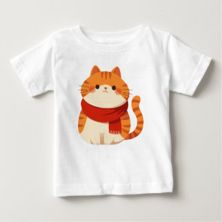 Camiseta Para Bebê Gato de inverno bonito