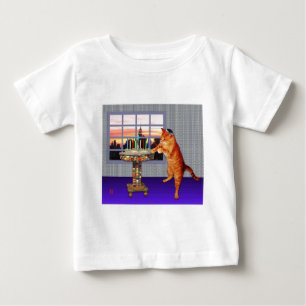 Camiseta Para Bebê Gato de Menorah