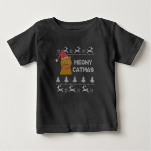 Camiseta Para Bebê Gato de Natal