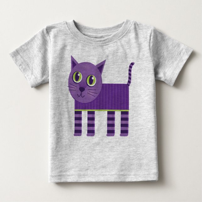 Camiseta Para Bebê Gato De Roxo E Roxo (Frente)