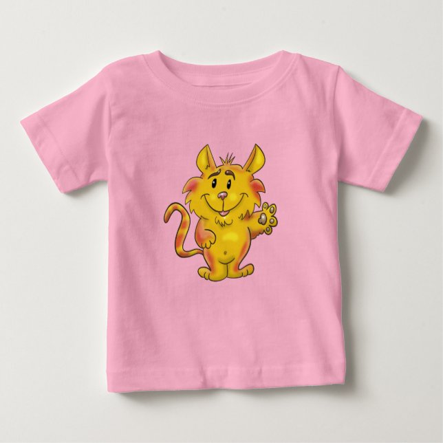 Camiseta Para Bebê Gato de Tabby Bonito e Amigável (Frente)