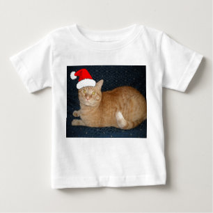 Camiseta Para Bebê Gato de Tabby Laranja Natal