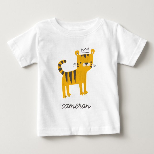 Camiseta Para Bebê Gato de Tigre Selvagem (Frente)