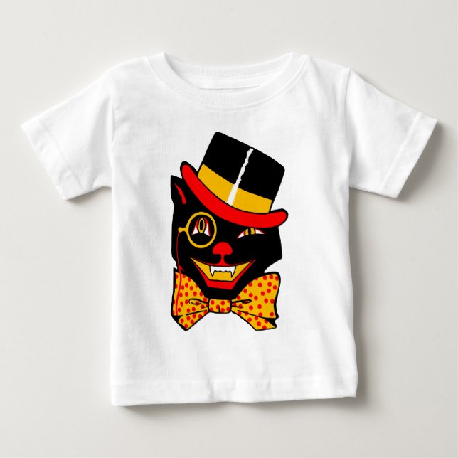Camiseta Para Bebê Gato do chapéu alto (Frente)