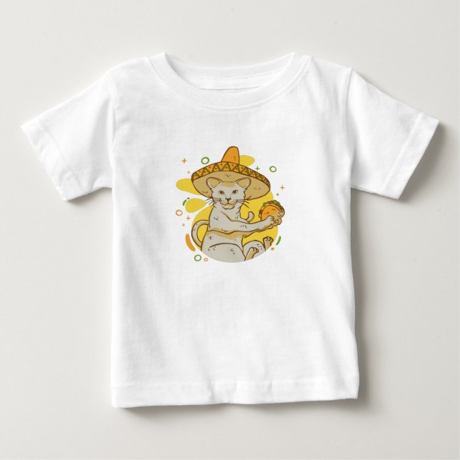 Camiseta Para Bebê Gato do Cinco De Mayo (Frente)
