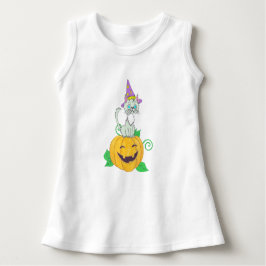 Camiseta Para Bebê Gato do Feiticeiro do Halloween na Pumpkin