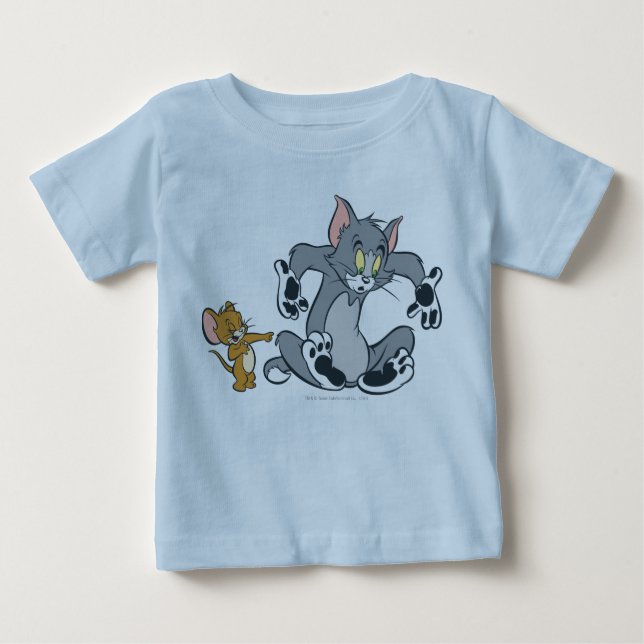 Camiseta Para Bebê Gato do Tom e Jerry Black Paw (Frente)