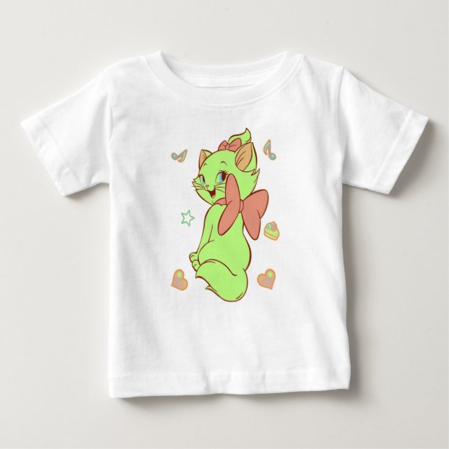 Camiseta Para Bebê Gato Doce (Frente)