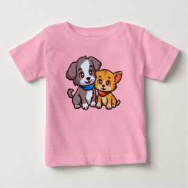 Camiseta Para Bebê Gato e Cachorro Gelados para amantes de os animais