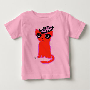 Camiseta Para Bebê Gato e Peixe