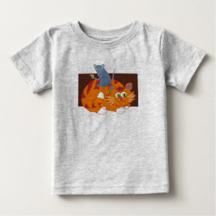 Camiseta Para Bebê Gato e Rato