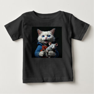 Camiseta Para Bebê Gato e Rato