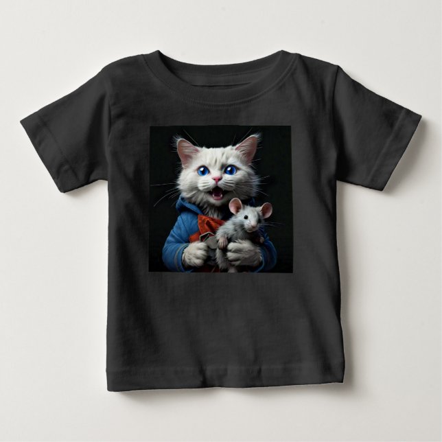 Camiseta Para Bebê Gato e Rato (Frente)