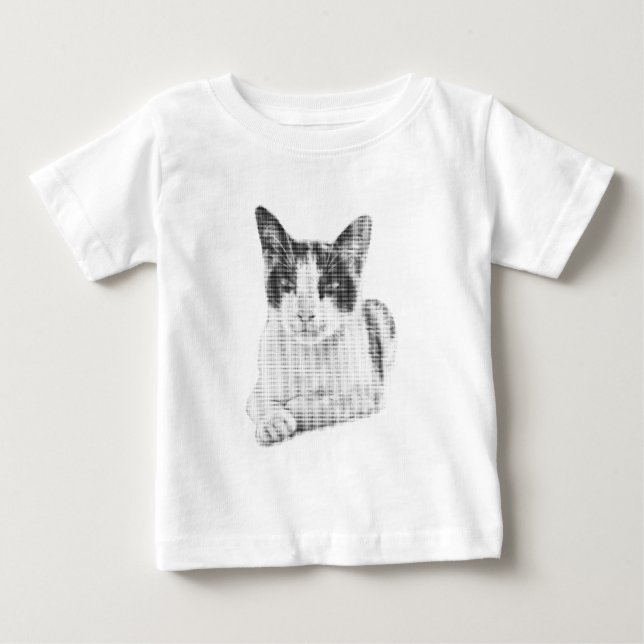 Camiseta Para Bebê Gato em Meia-Tinta (Frente)