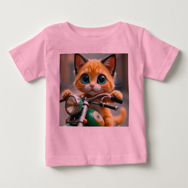 Camiseta Para Bebê Gato engraçado (Frente)