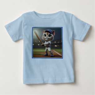Camiseta Para Bebê Gato Engraçado De Beisebol Em 3D,